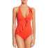Lauren Ralph Lauren 260440 Women Solid Ruffle Halter One Piece Swimsuit Size 6