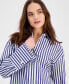 Фото #3 товара Women's Striped Button-Front Cotton Shirt