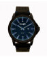 ფოტო #1 პროდუქტის Men's Watch 48MM IP Black Case with Black Dial, Blue Index Markers, Sand Satin Dial, Analog, Date Function, Blue Second Hand, Black Strap with Blue Accent Stitch