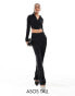 ASOS DESIGN Tall tab detail straight leg tailored trouser in black