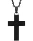 ფოტო #3 პროდუქტის Men's Black Sapphire Square Cross 22" Pendant Necklace (1-1/2 ct. t.w.) in Black Ion-Plated Stainless Steel