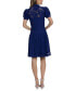 Фото #2 товара Women's Floral-Lace Puff-Sleeve Shirtdress