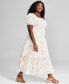 ფოტო #3 პროდუქტის Trendy Plus Size Puff-Sleeve Floral Maxi Dress, Created for Macy's