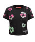 ფოტო #1 პროდუქტის Women's Snoopy Black Peanuts Sweet Heart Baby Doll Cropped T-Shirt