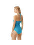 Фото #2 товара Michael Kors Womens Geo Print Bandeau Cutout One-Piece Cyan Blue Size 10