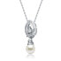 Фото #2 товара White Gold Plated Sterling Silver with Faux Pearl Pear Drop Pendant