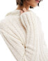 Фото #4 товара Reclaimed Vintage 90s knitted hoodie jumper in cream