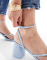 Stradivarius strappy block heeled sandal in blue