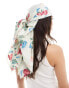 ASOS DESIGN postcard print headscarf in white