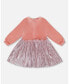 ფოტო #3 პროდუქტის Big Girls Bi-Material Long Sleeve Dress Light Pink