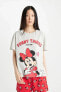Фото #4 товара Пижама DeFacto Fall in Love Disney Mickey & Minnie Regular Fit с коротким рукавом комплект