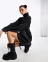 Фото #4 товара eekday Annie wool blend roll neck mini jumper dress in off-black melange exclusive to ASOS