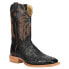 Фото #2 товара R. Watson Boots Full Quill Ostrich Embroidery Square Toe Cowboy Mens Black Dres