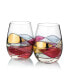 Фото #2 товара Artisanal Hand Painted Stemless Wine Glasses, Set of 2
