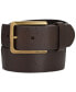 ფოტო #1 პროდუქტის Men's Heavy Brass Buckle Leather Belt