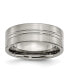 Titanium Brushed and Polished Grooved Wedding Band Ring