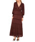 Women's Long Sleeve Plisse Ruffle Maxi Dress