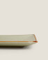 Rectangular porcelain serving dish with antique finish rim