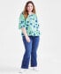 Фото #3 товара Plus Size Printed On/Off-The-Shoulder Knit Top, Created for Macy's