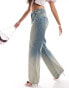 River Island relaxed straight ombre jean in lightwash blue