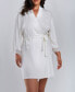 Cecily Plus Size Lace Robe with Mesh Trimmed Sleeves and Self Tie with Sash