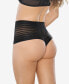 ფოტო #1 პროდუქტის Women's Lace Stripe High-Waisted Cheeky Hipster Panty