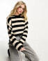 Фото #2 товара Only cropped jumper in black and cream stripe