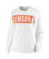 ფოტო #3 პროდუქტის Women's White Clemson Tigers Big Block Whiteout Long Sleeve T-shirt