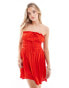 Miss Selfridge cheesecloth bandeau mini sundress in red Красный, 34 - фото #1