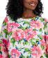 Фото #3 товара Plus Size Floral Ruffled-Cuff 3/4-Sleeve Top, Created for Macy's