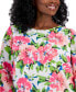 Plus Size Floral Ruffled-Cuff 3/4-Sleeve Top, Created for Macy's