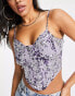 Starlet exclusive embellished corset top in pewter baroque print