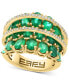 ფოტო #1 პროდუქტის EFFY® Emerald (6-1/2 ct. t.w.) & Diamond (1/4 ct. t.w.) Multirow Statement Ring in 14k Gold