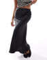 New Look Petite satin bias midi skirt in black