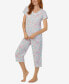 ფოტო #3 პროდუქტის Women's Cap Sleeve 2-Pc. Capri Pajama Set