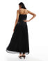 4th & Reckless chiffon pleated drop hem cami maxi dress in black