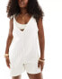 ASOS DESIGN beach double gauze tie shoulder playsuit in ivory