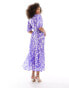 & Other Stories tiered volume maxi dress in pastel violet marble