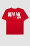 Фото #9 товара Fit Nba Miami Heat Boxy Fit Bisiklet Yaka Kısa Kollu Tişört B9900ax24sm