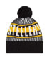 Фото #2 товара Men's Black Pittsburgh Steelers Striped Cuffed Knit Hat with Pom