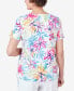 ფოტო #5 პროდუქტის Women's Floral Leaf Side Tie Short Sleeve Tee