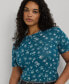 ფოტო #3 პროდუქტის Plus Size Floral Crewneck Tee