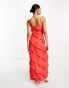 Pretty Lavish asymmetric ruffle maxi dress in ruby red