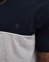 French Connection block piping t-shirt in navy & light grey melange