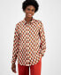 Фото #1 товара Women's Printed Satin Button-Front Blouse