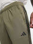 adidas Training Train Essentials 3 stripe joggers in khaki