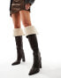 Simmi London Jacob Foldover Fleece Knee boot in Chocolate