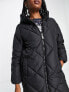 Фото #3 товара New Look longline diamond quilted padded coat in black