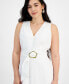 ფოტო #4 პროდუქტის Petite Linen-Blend Belted Midi Dress, Created for Macy's