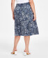 Plus Size Paisley-Print Pull-On Midi Skirt